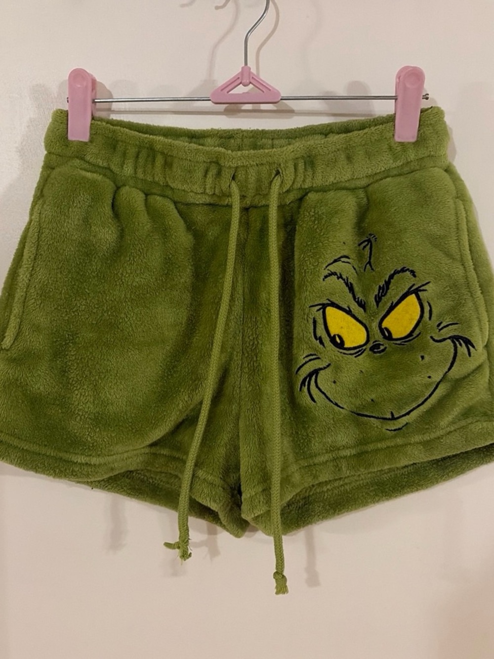 Dr. Seuss Green Plush Grinch Face Women’s Athletic Shorts